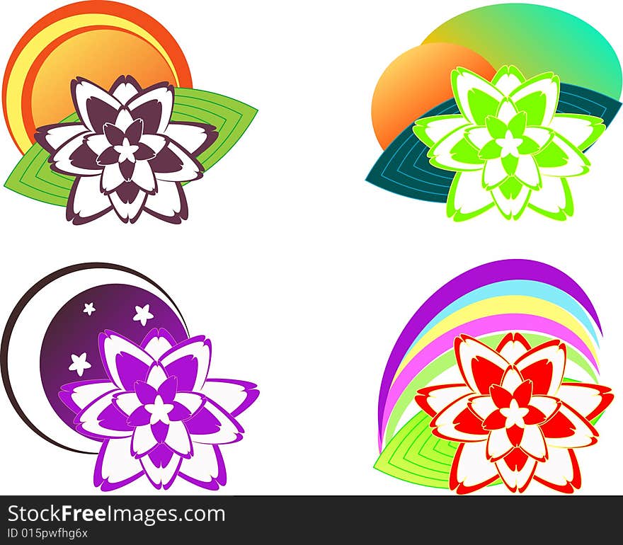 Vector illustration-Lotus flower icons. Vector illustration-Lotus flower icons