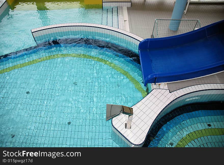 Swimming pool. blue water pool reflections