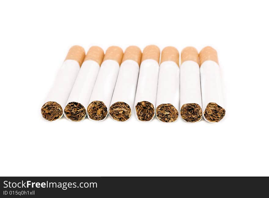 Cigarettes isolated over white background