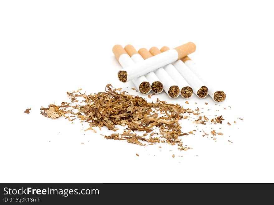 Cigarettes isolated over white background