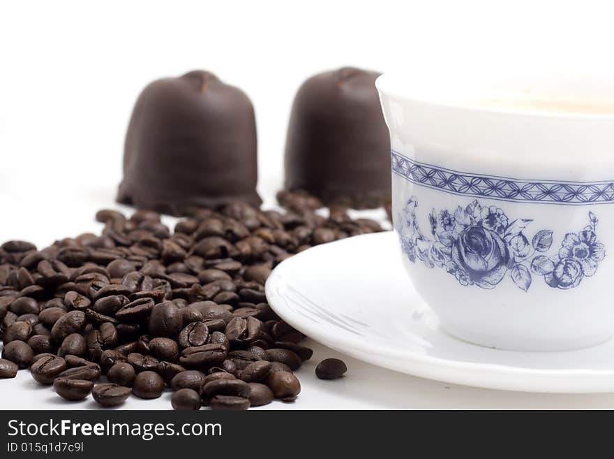 Coffee cup over white background