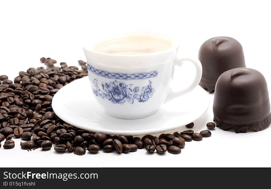 Coffee cup over white background