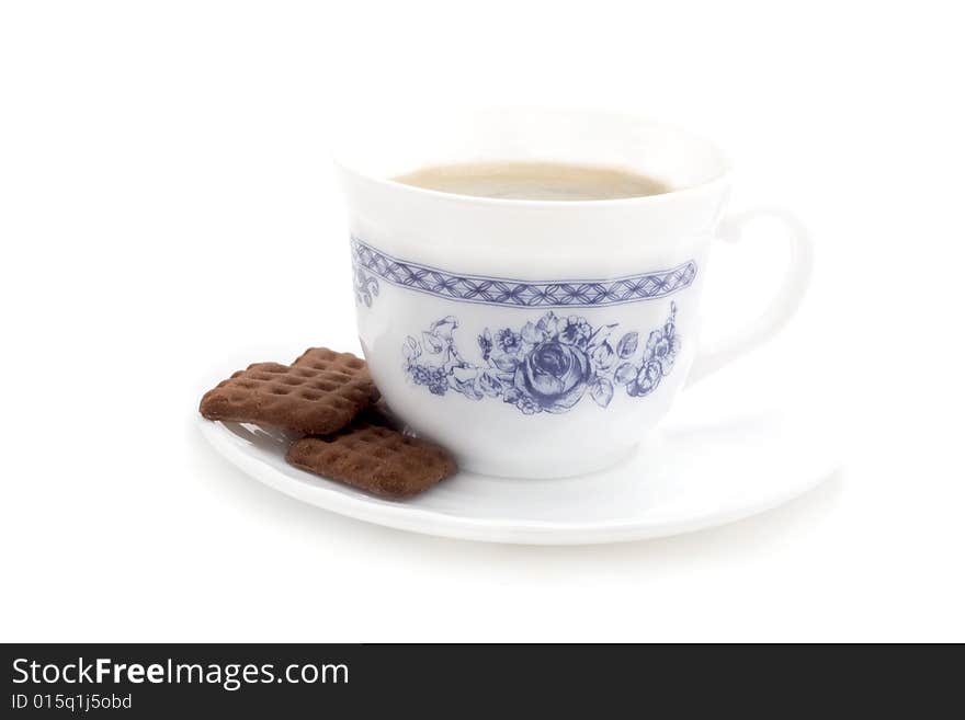 Coffee cup over white background