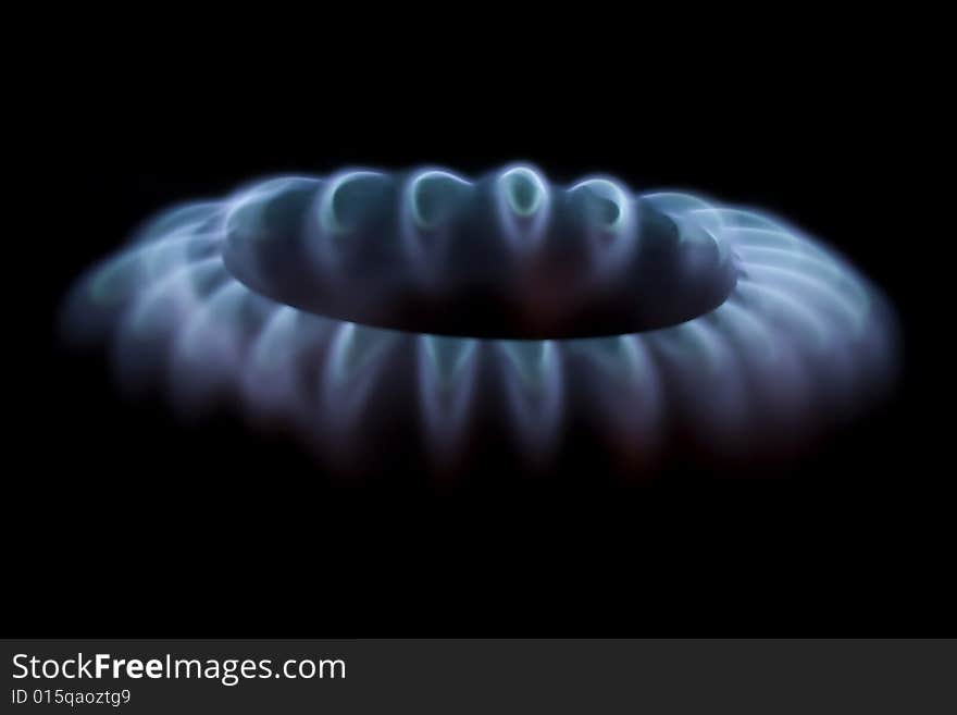Blue flame of a burning gas cooker