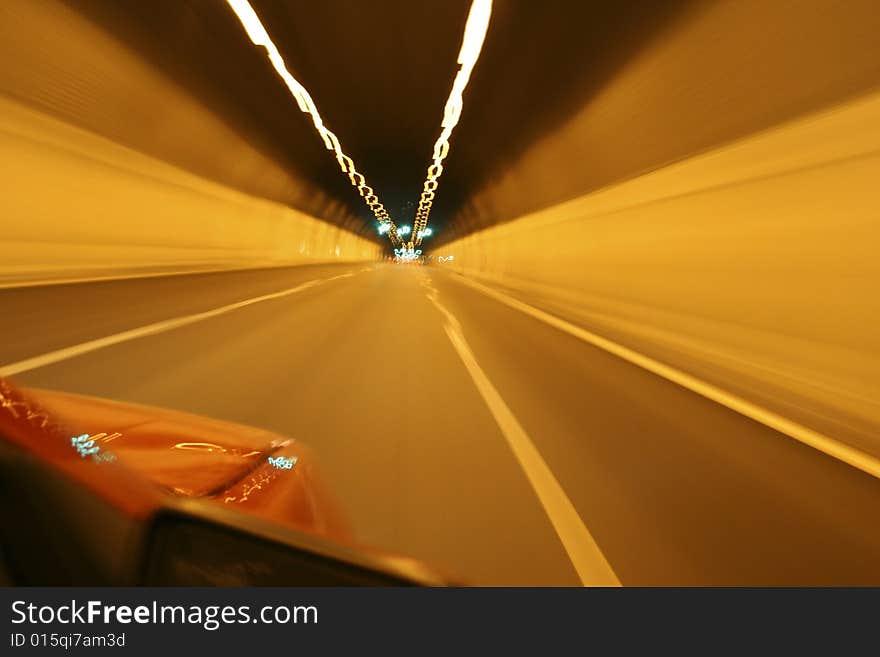 High speed car in a tunnel