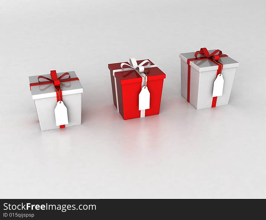 Three dimensional wrapped gift boxes