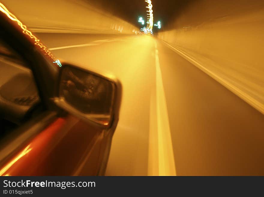 High speed car in a tunnel