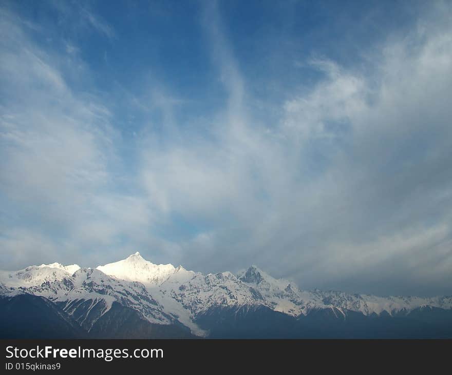 Morning of the Meli mountain.Meili Mountain is one of the holly-mountain of Tibetan Buddhism