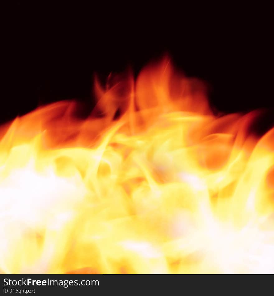 Bright fire on a black background