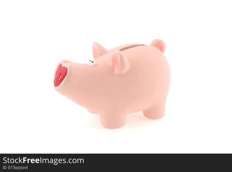 Pink piggy on a white background