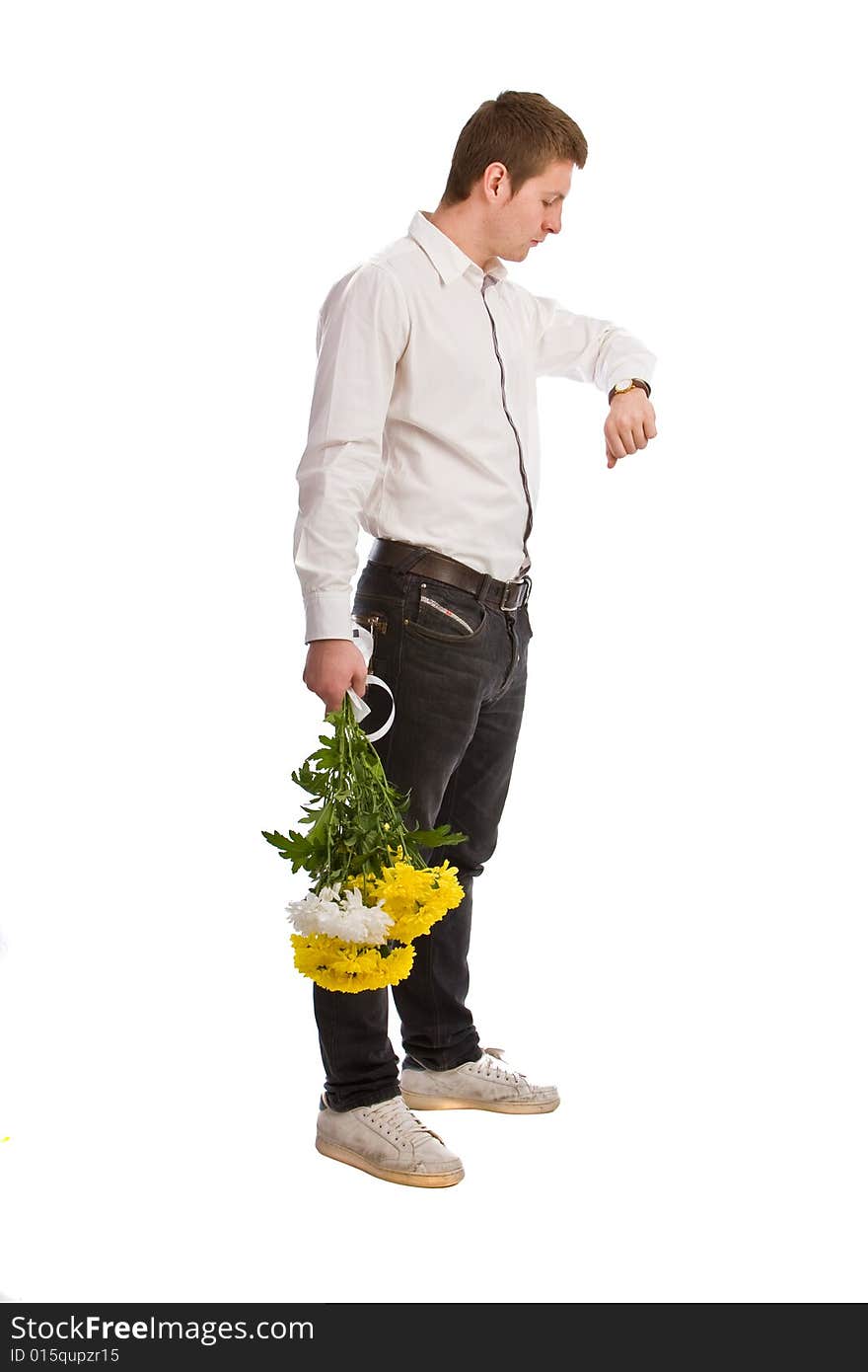 The Man With A Bouquet Flowers