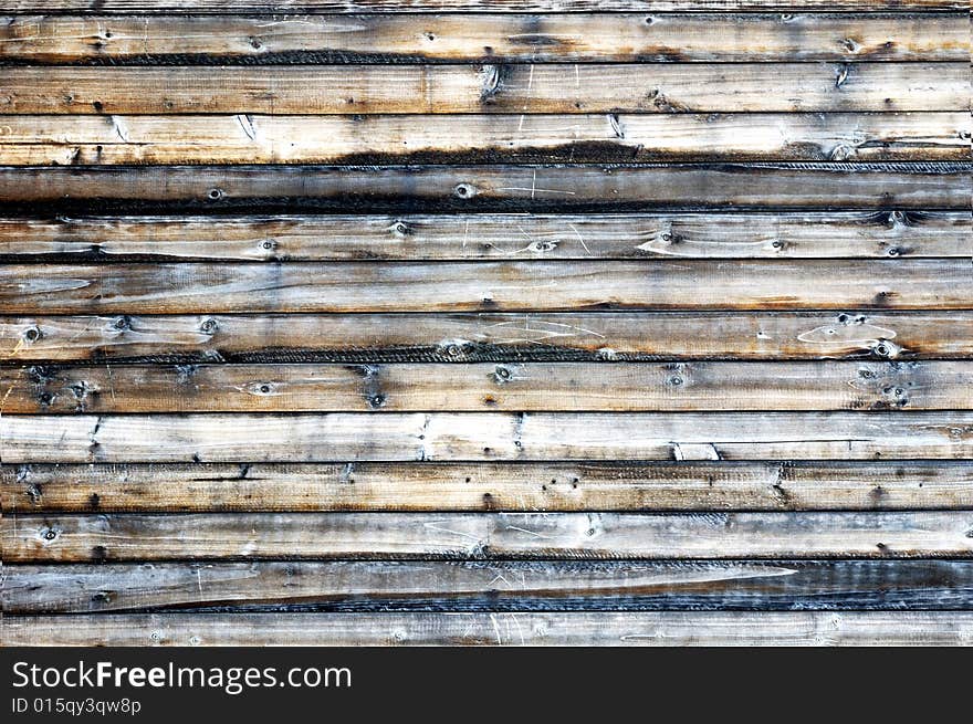 Wall consist of wooden boards. Wall consist of wooden boards