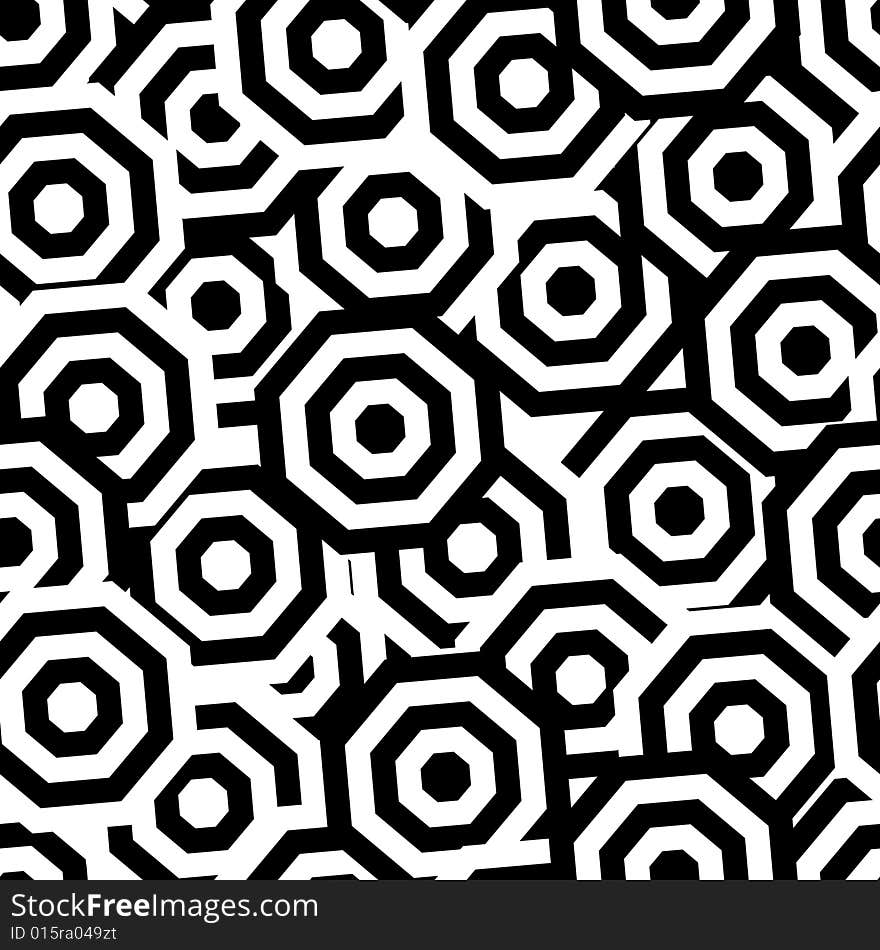 Retro black and white seamless octahedron background. Retro black and white seamless octahedron background