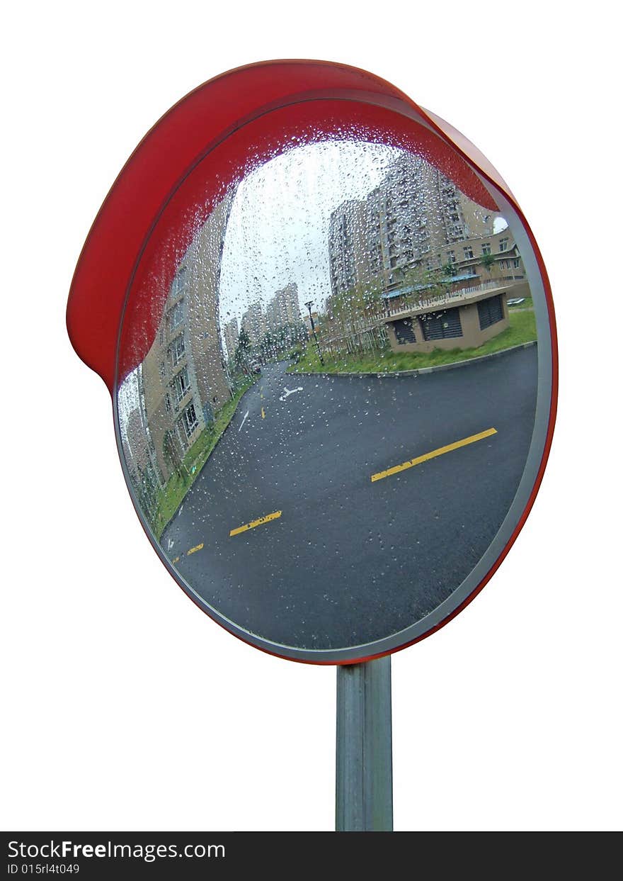 Traffic mirror and reflection image on it