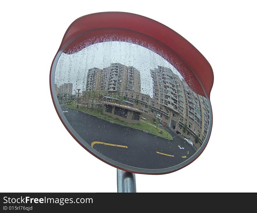 Traffic mirror and reflection image on it