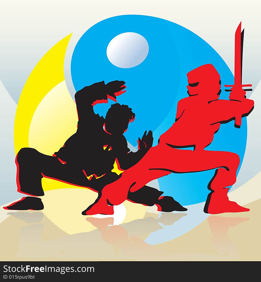 Asian Fighters And Yin-Yang