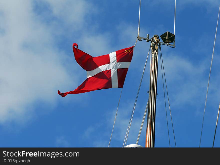 Danish flag on sailboat mast