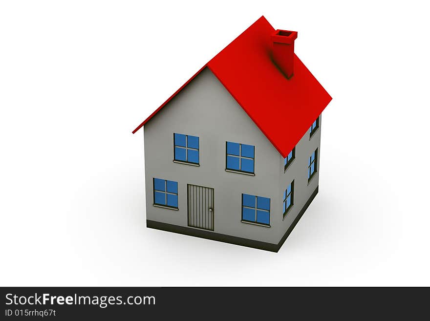 Little house - 3d render isolated illustration on white. Little house - 3d render isolated illustration on white