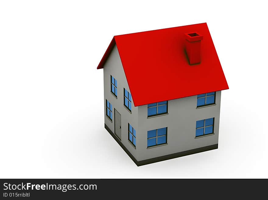 Little house - 3d render isolated illustration on white. Little house - 3d render isolated illustration on white