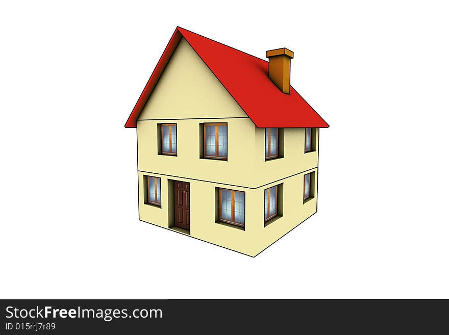 Little house - 3d render isolated illustration on white. Little house - 3d render isolated illustration on white