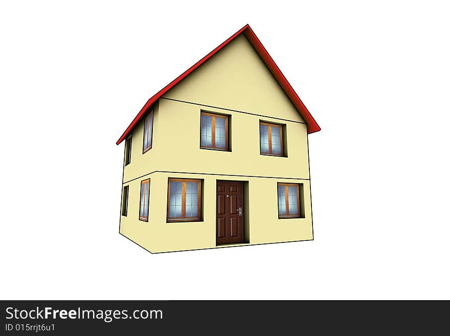 Little house - 3d render isolated illustration on white. Little house - 3d render isolated illustration on white