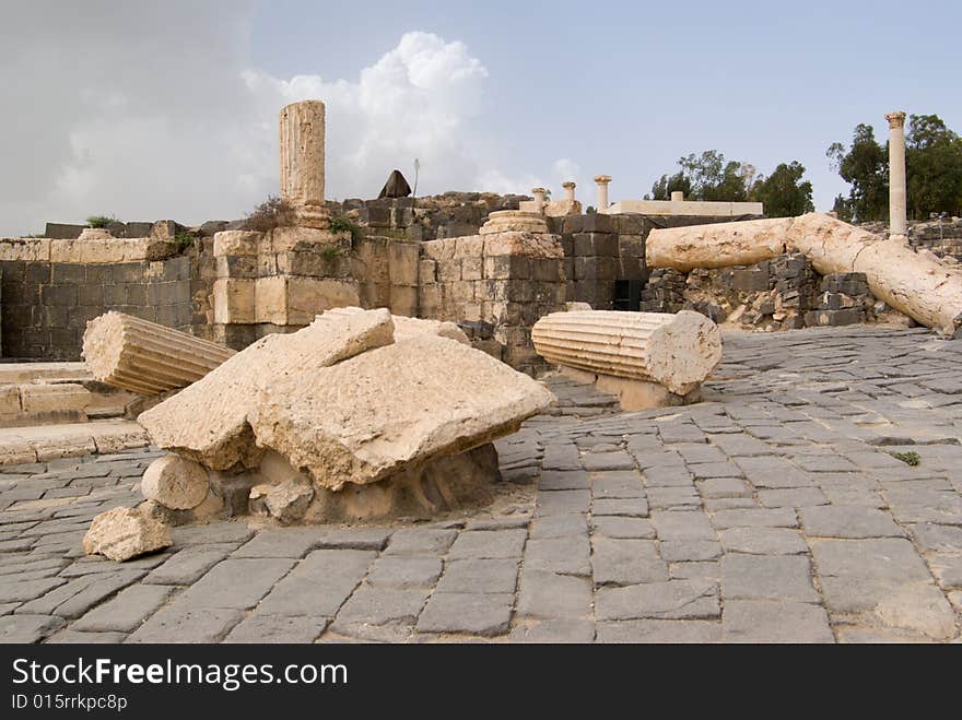 Ruins of roman temple in Beit Shean