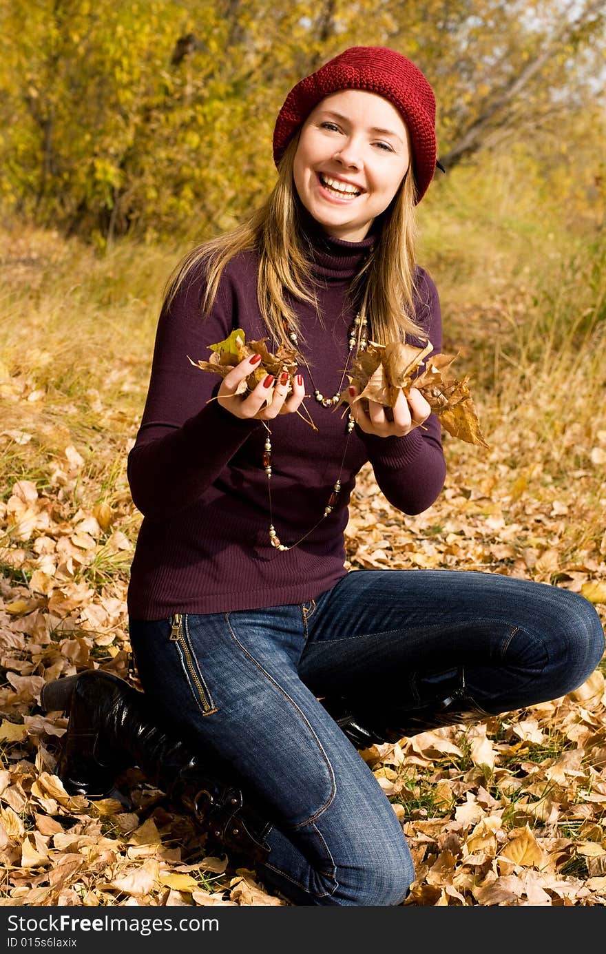 Cute Smiling Girl In The Park