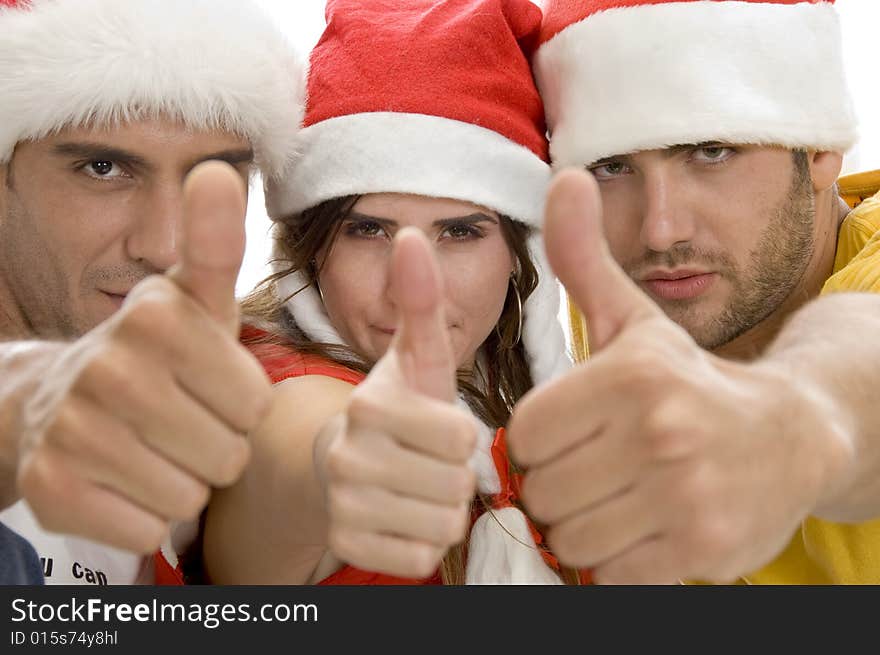 Young people showing thumb with white background