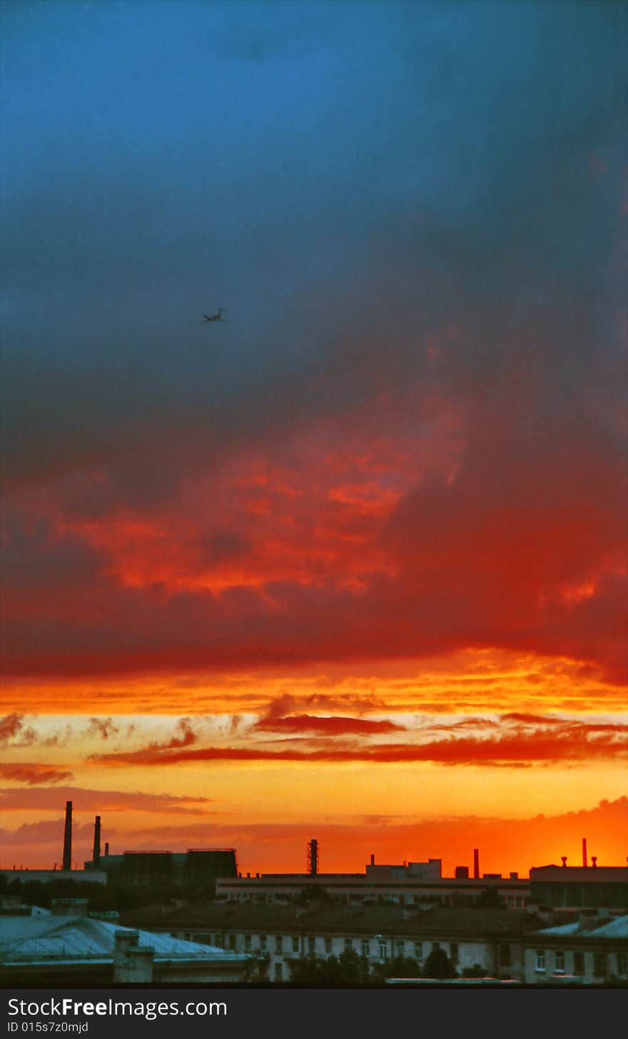 Industrial evening landscape