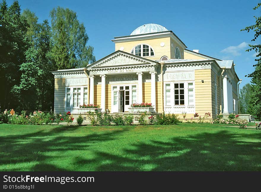 Wooden building in classical style