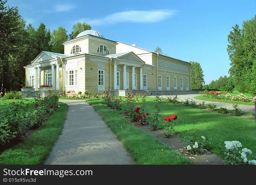 Wooden summer building in the garden