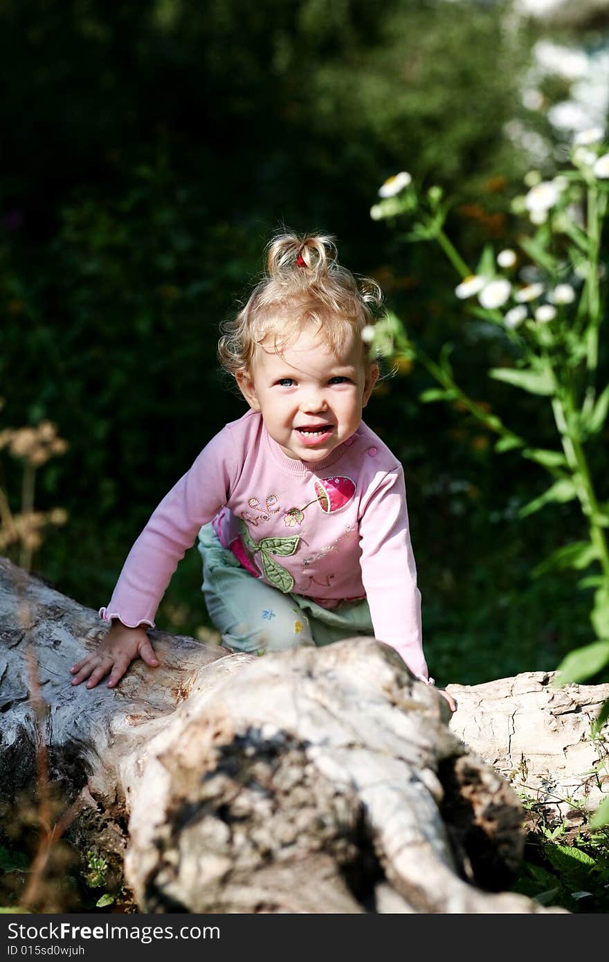 Portrait of a child. Cute baby outdoors.