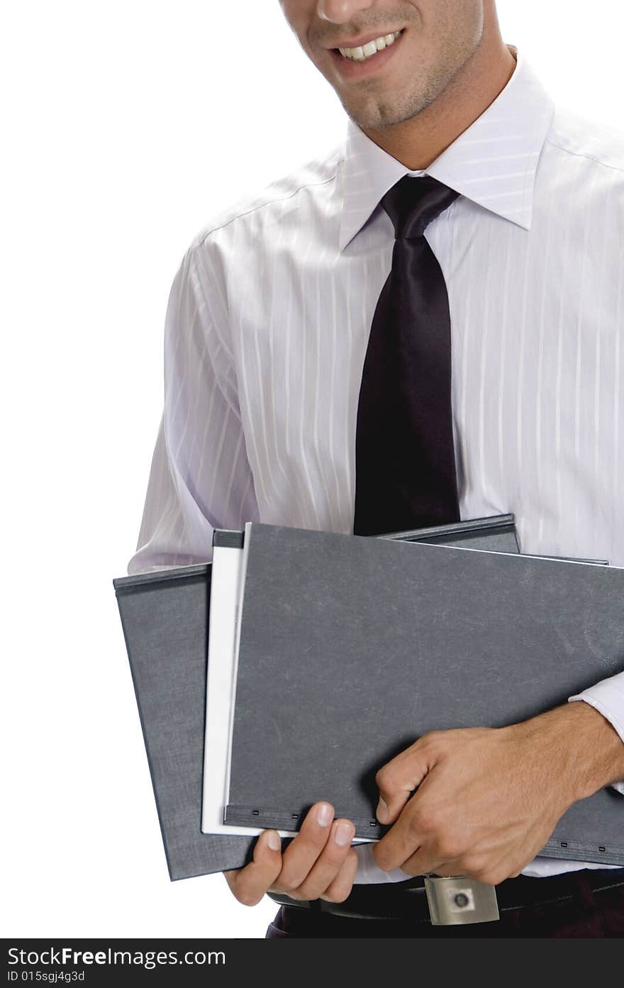 Portrait of young businessman with white background