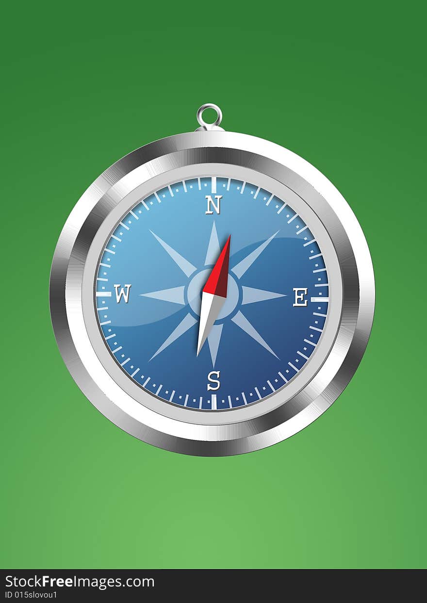 Compass illustration on green background