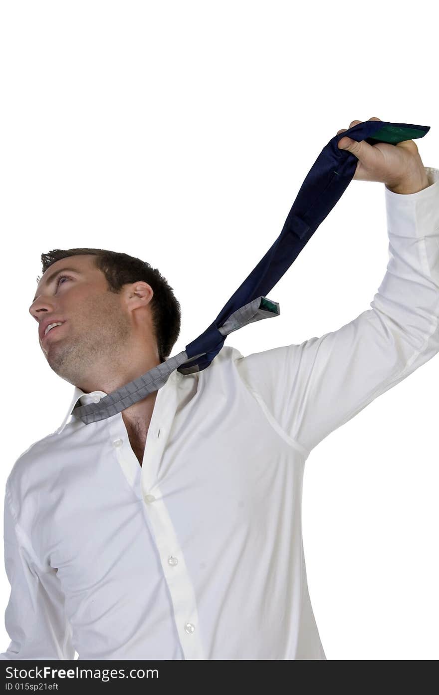 Businessman hanging himself to his tie