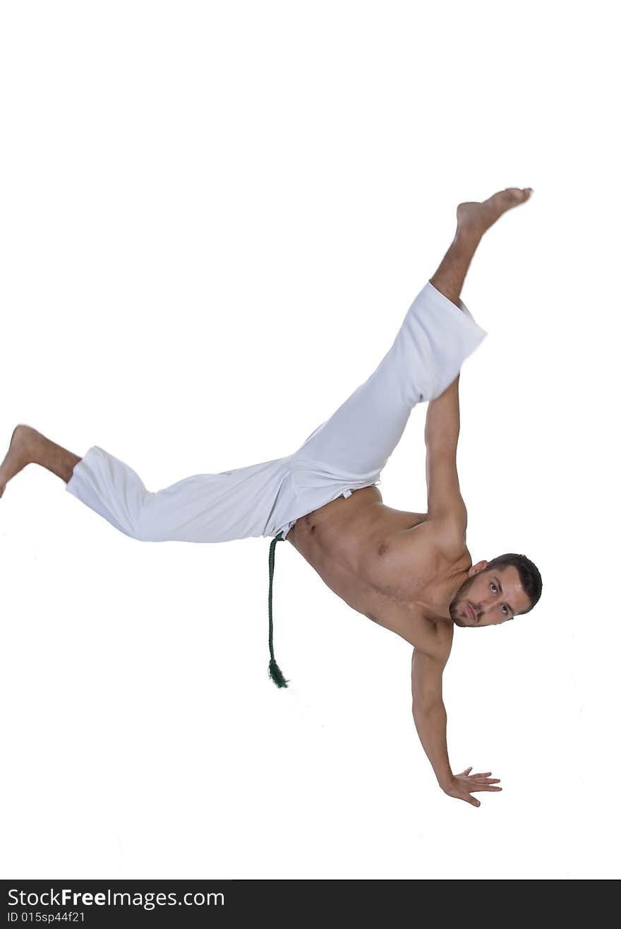 Handsome caucasian resting on one hand isolated on an isolated background