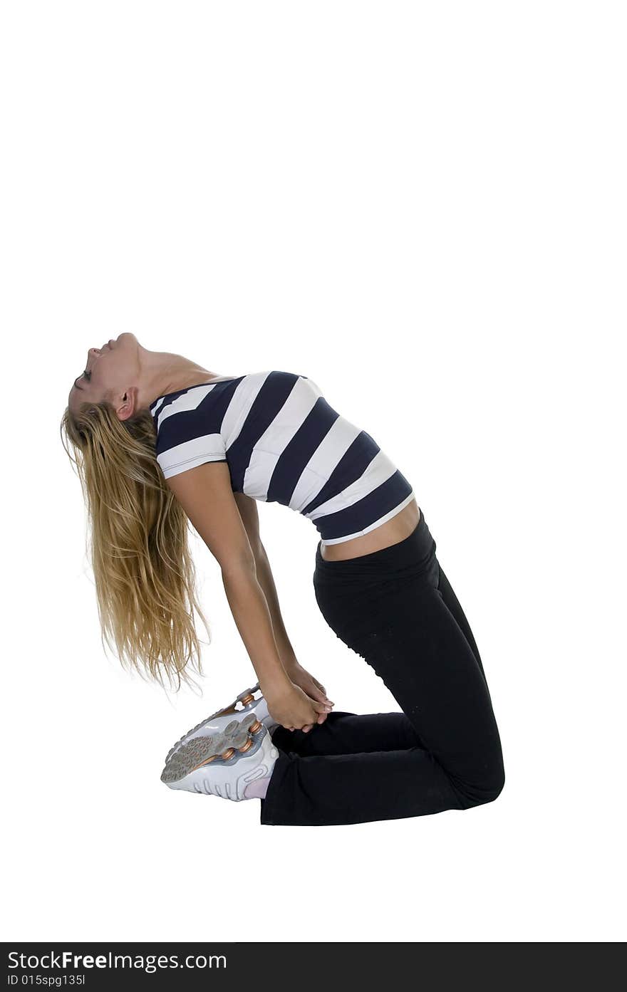 Woman bending stretching her back