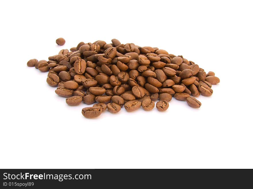 A lot of coffeebeans on a white background