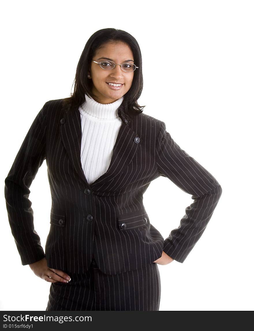 Dark Beauty in Striped Suit