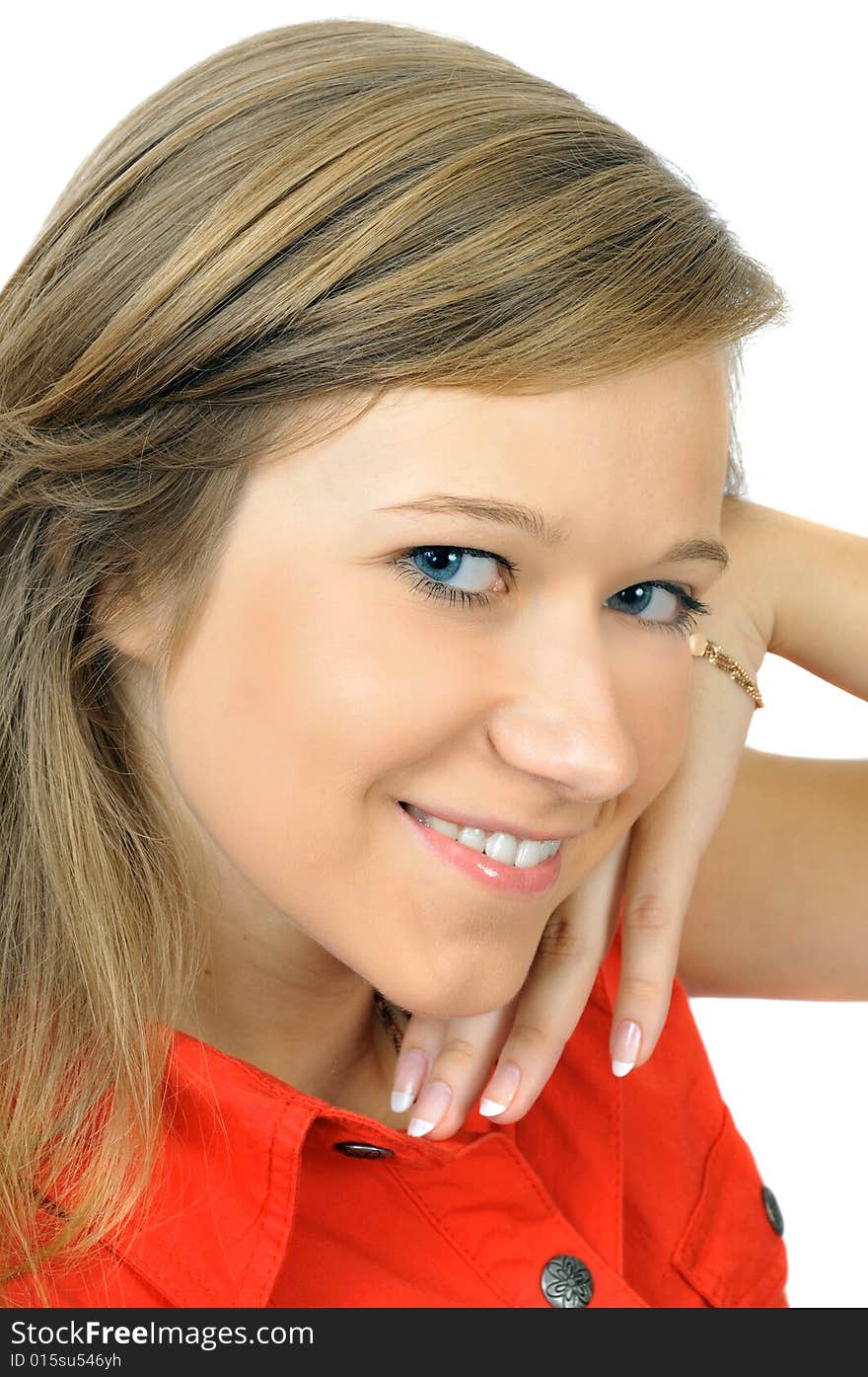 Young smiling pretty girl, isolated on white