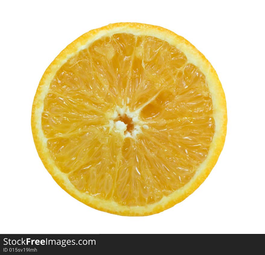 Slice of orange. Isolated on white