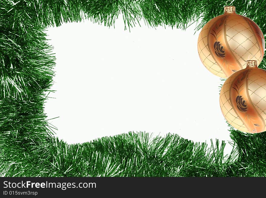 Green Christmas Frame With Gold Balls