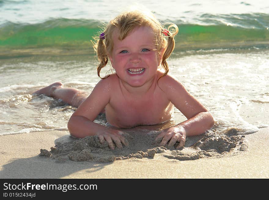 Girl on a background of the sea