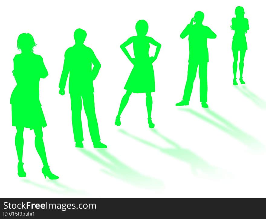 Business people silhouettes in different poses and attitudes. Business people silhouettes in different poses and attitudes