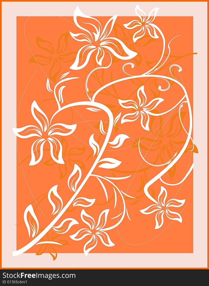 Orange floral background vector image