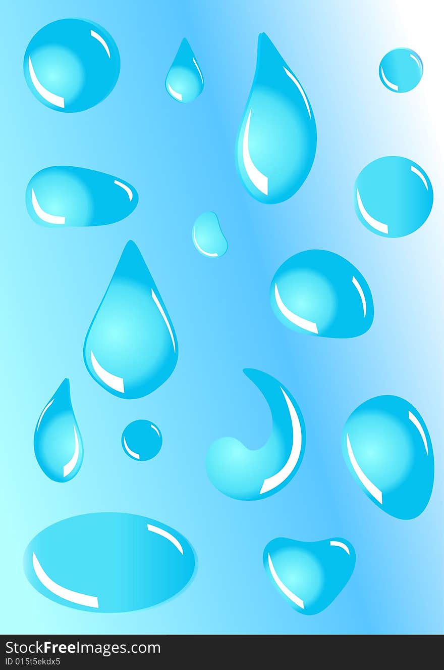 Water drops on blue background .Vector