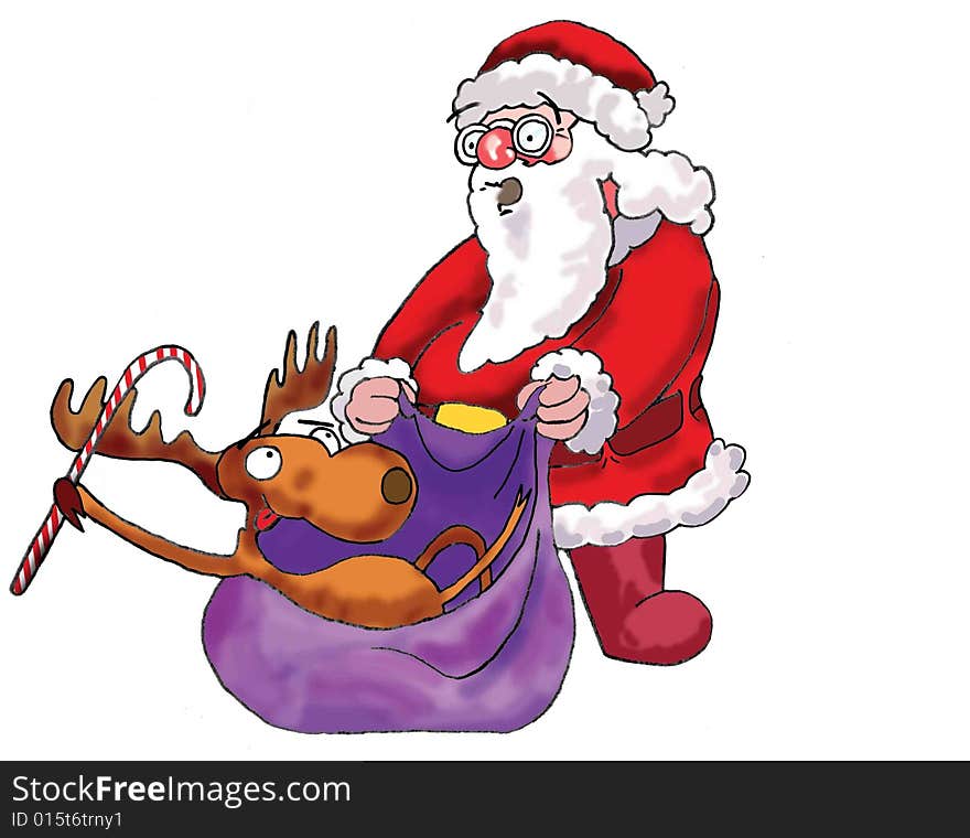 Deer, Santa Claus.  Christmas, Party, holiday concept. Deer, Santa Claus.  Christmas, Party, holiday concept