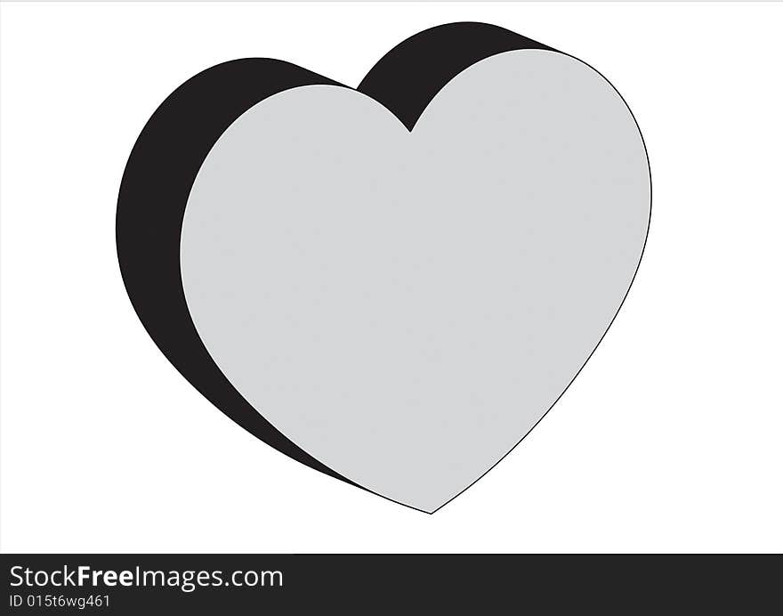 A grey heart in a white background. A grey heart in a white background