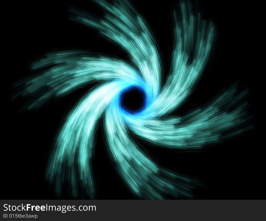 Blue And Green Particles Spiral Emission