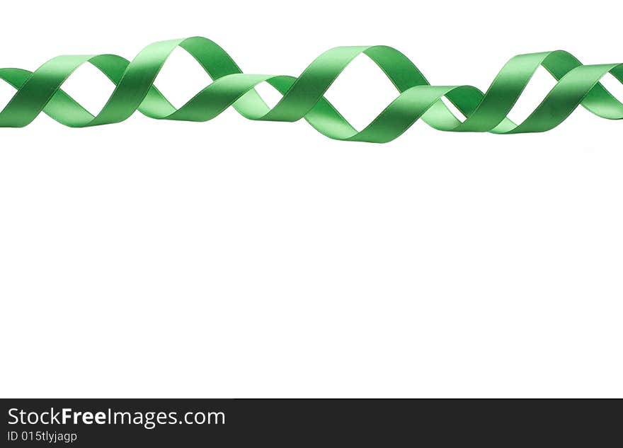 Green ribbon border isolated on white background